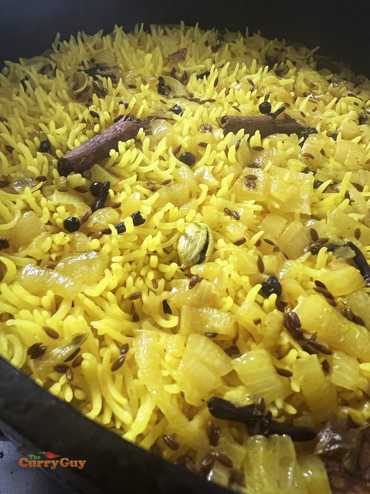 Cooked pilau rice