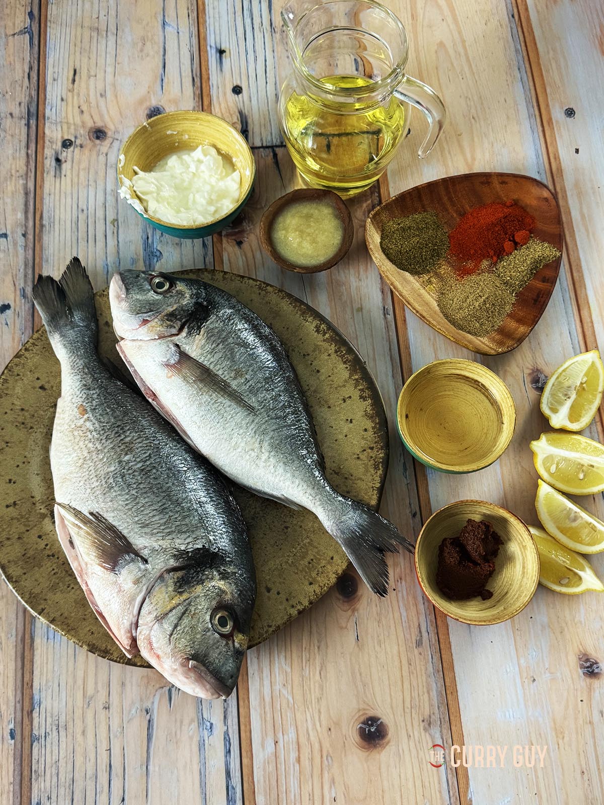 The ingredients for the recipe laid out on a cooking surface.