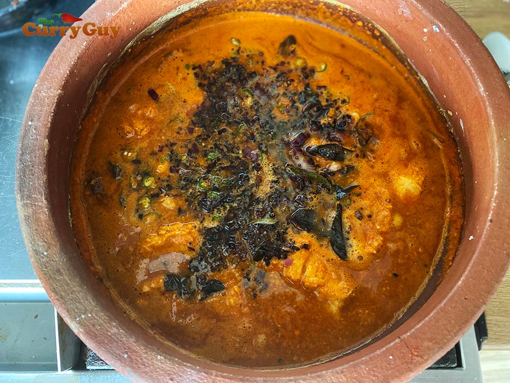 Tarka added to Malabar fish curry