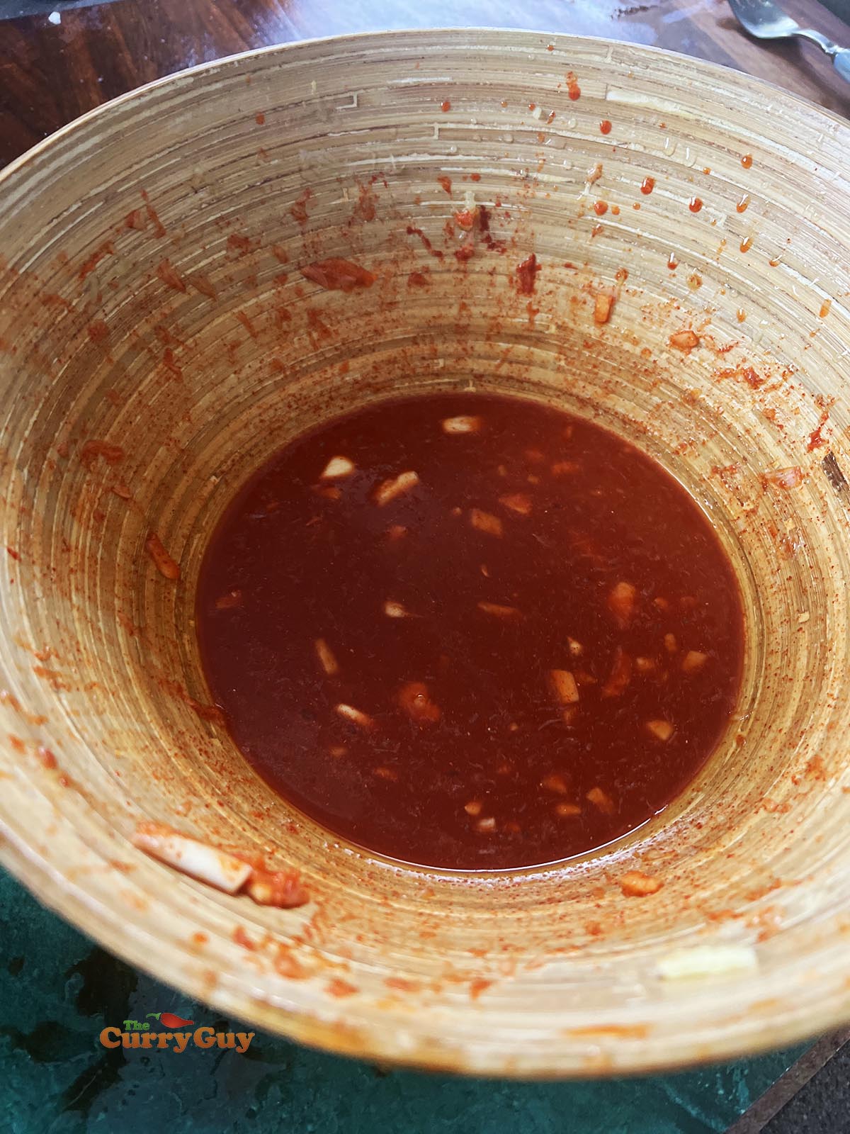 Juice from limes and garlic