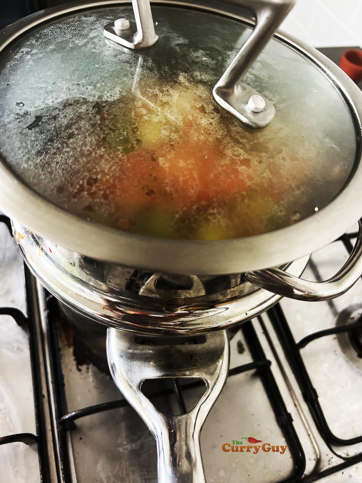 Steaming the limes and garlic