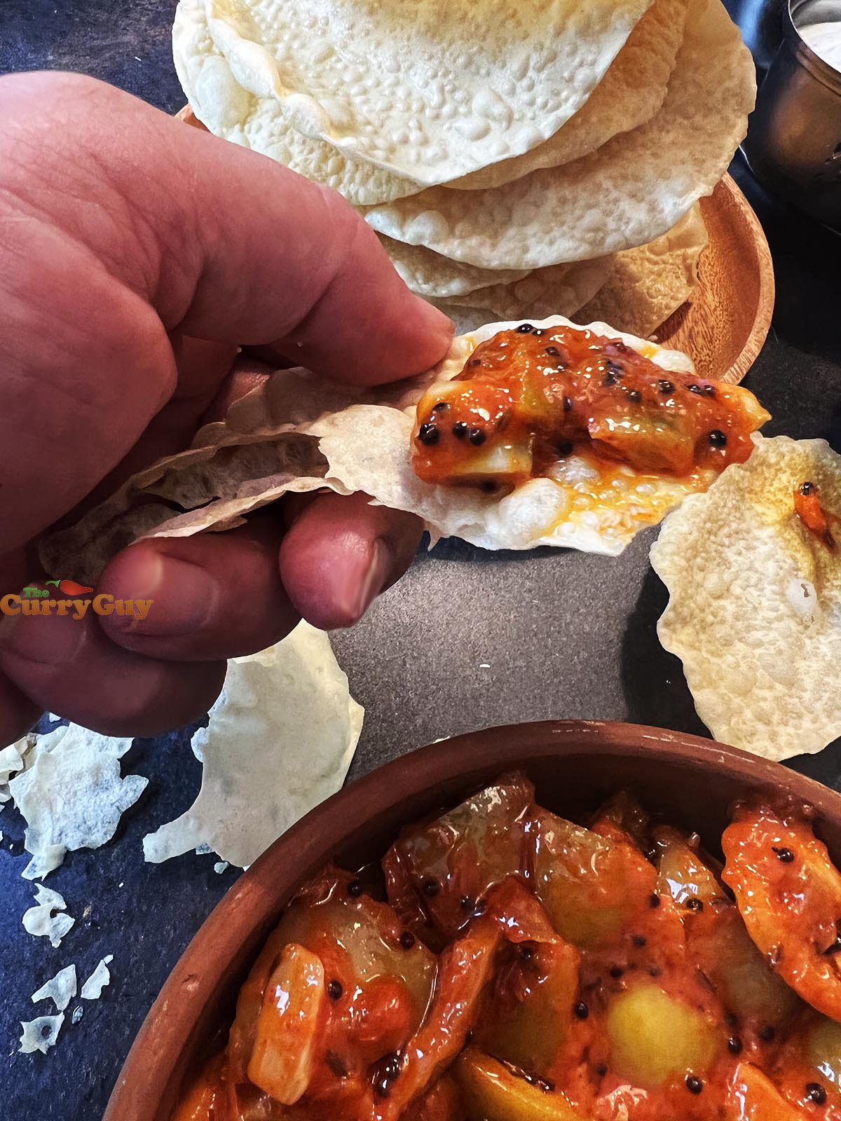 Lime pickle on a poppadum