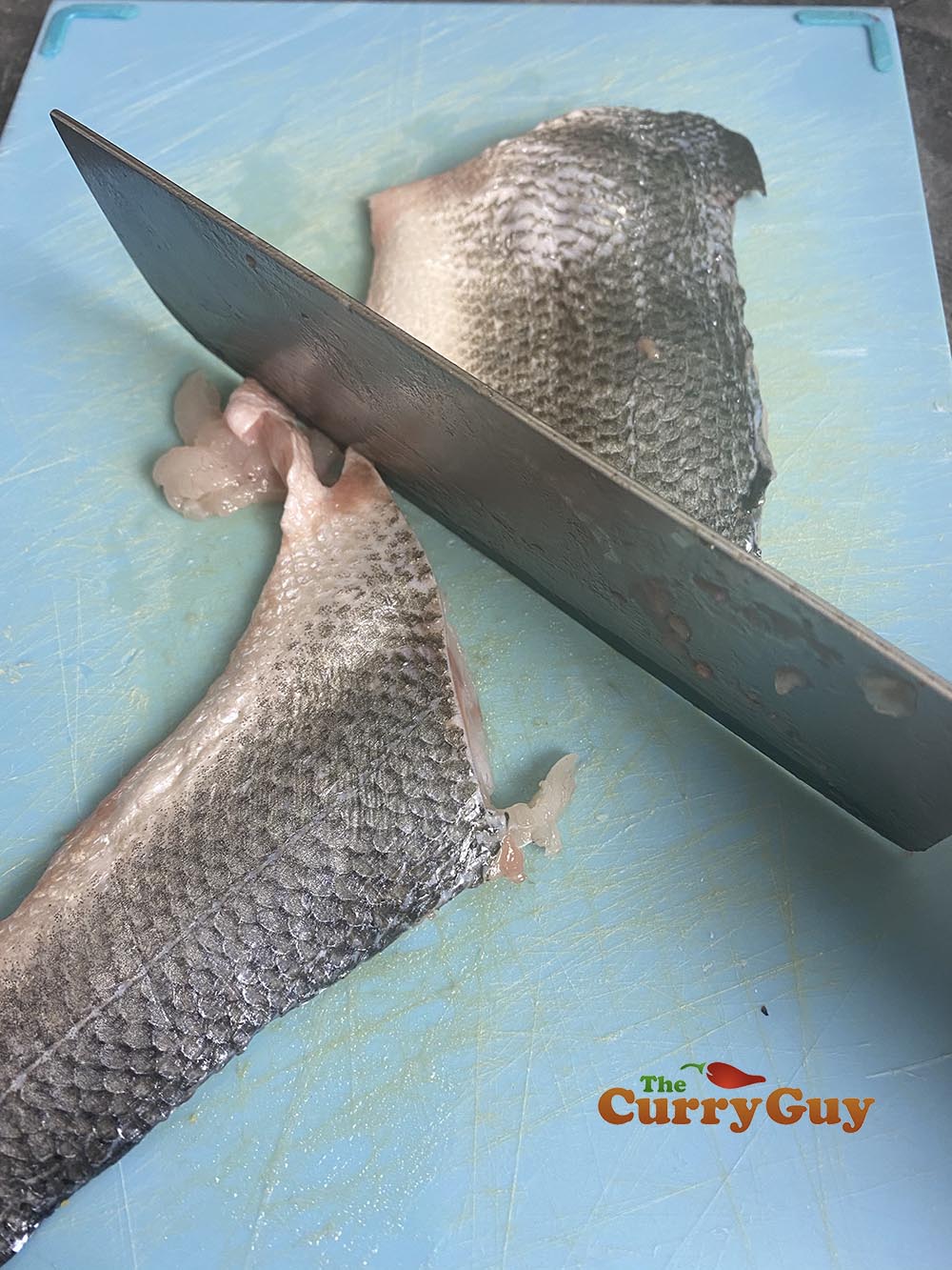 cutting the fillets in half