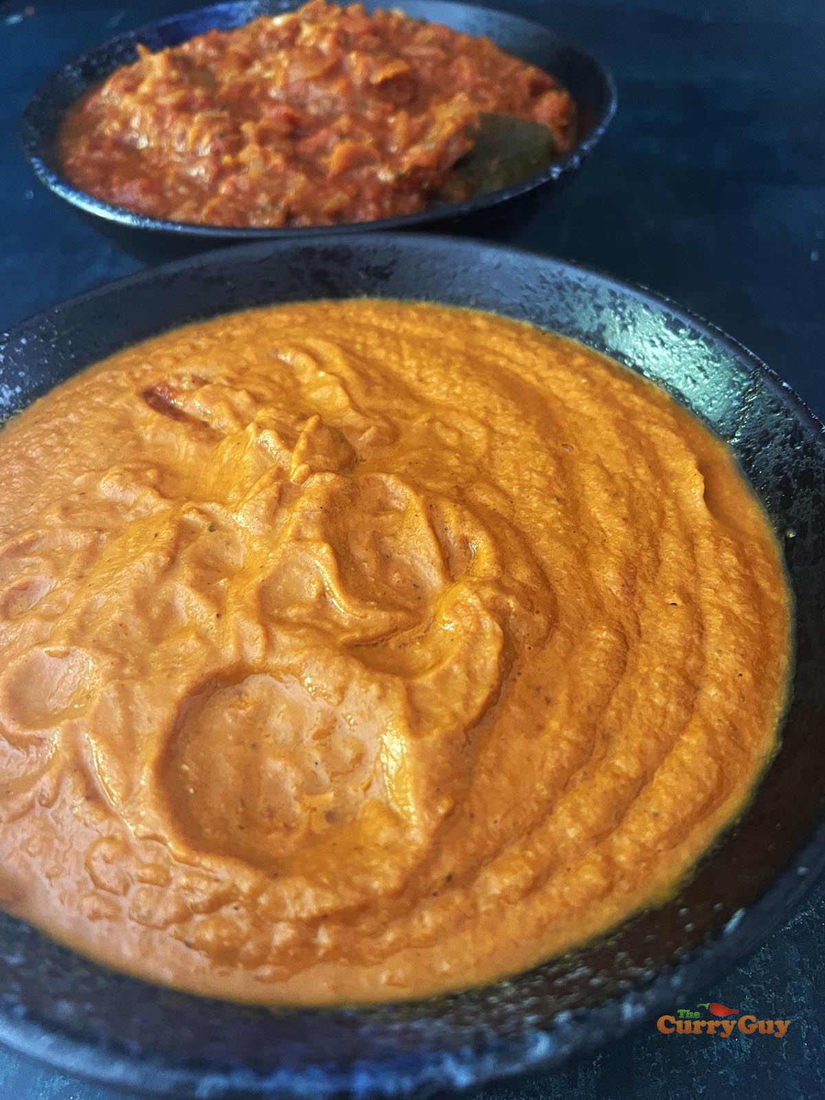 Blended and unblended versions of the hotel curry base gravy.