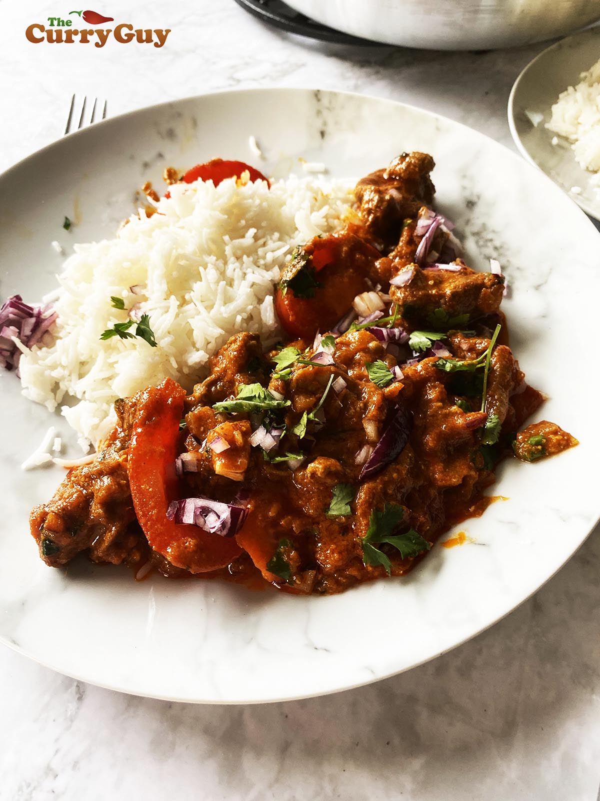 Rogan Josh curry with rice