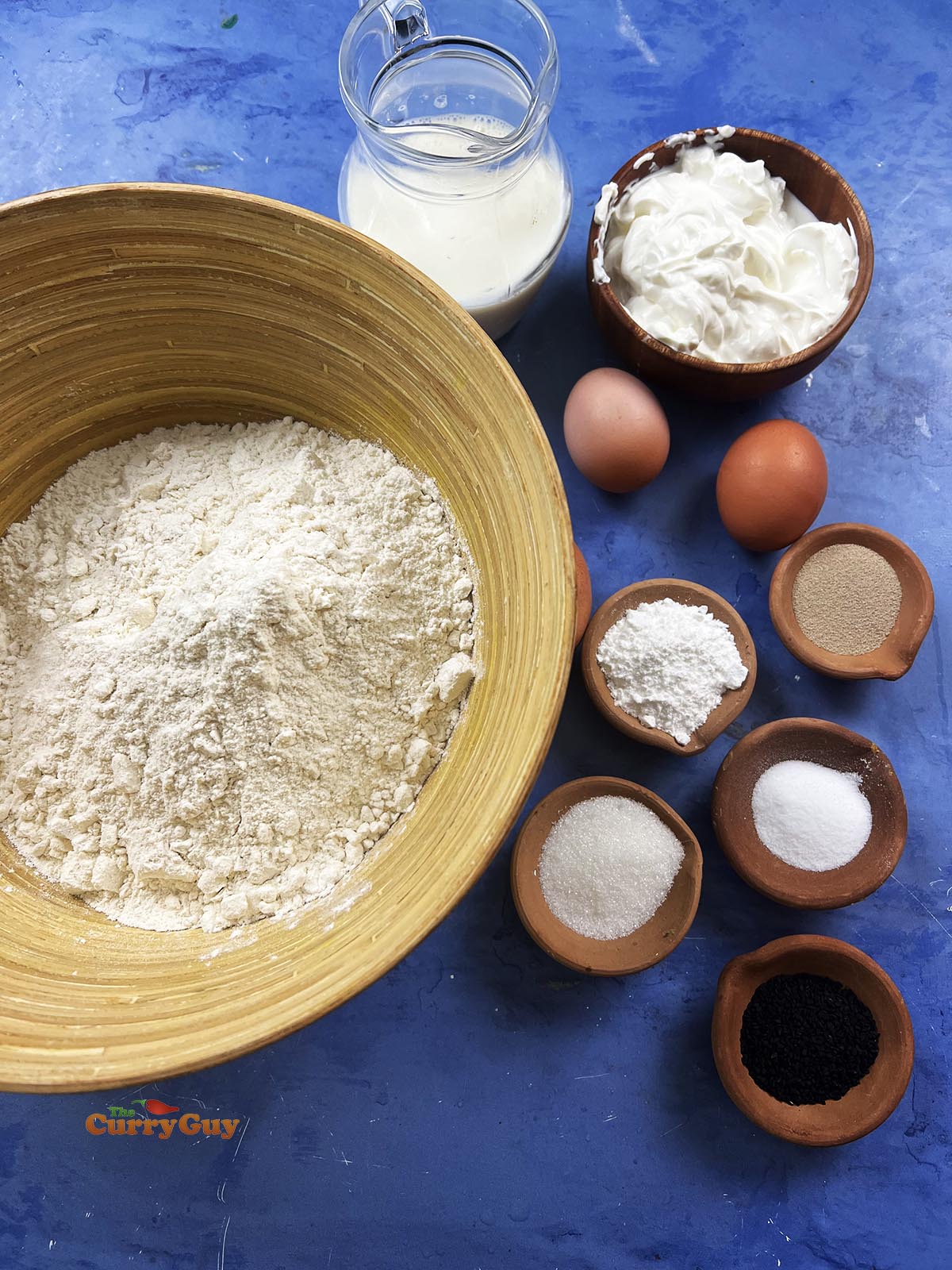 Ingredients for stove top naans.