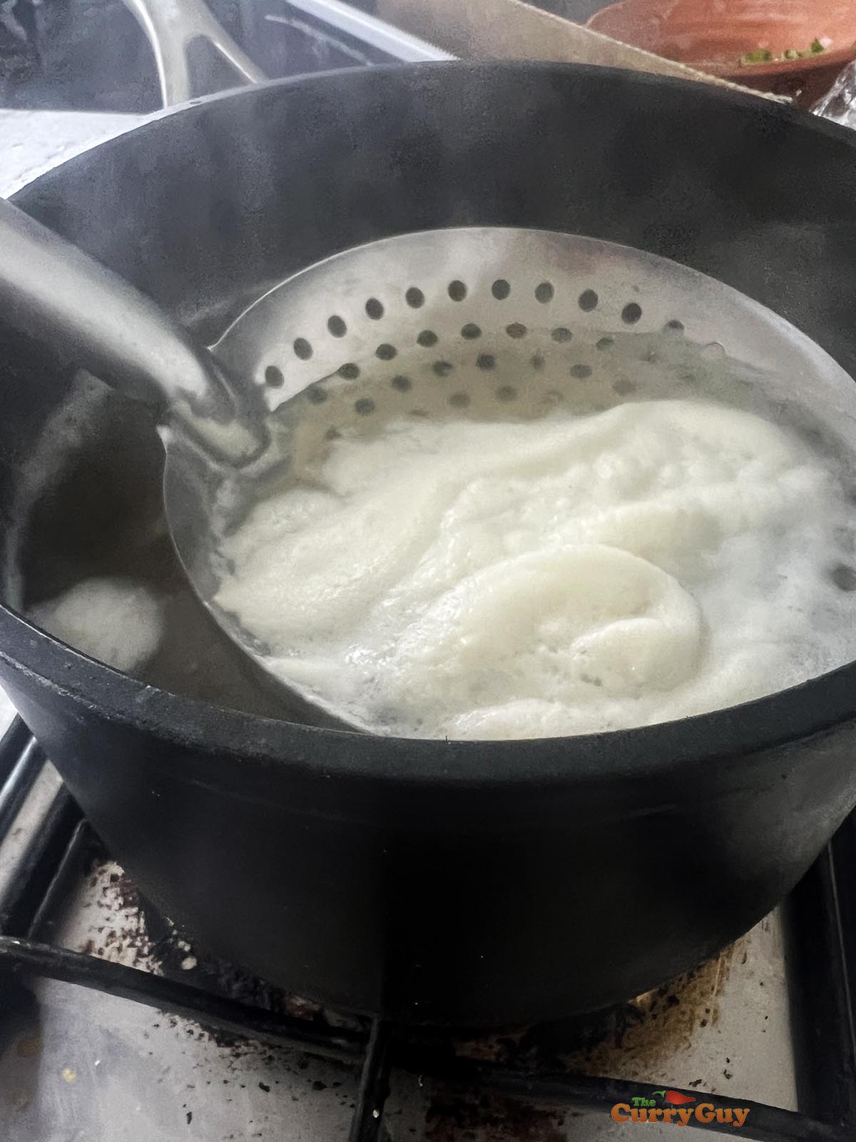 Cooking the lentils.