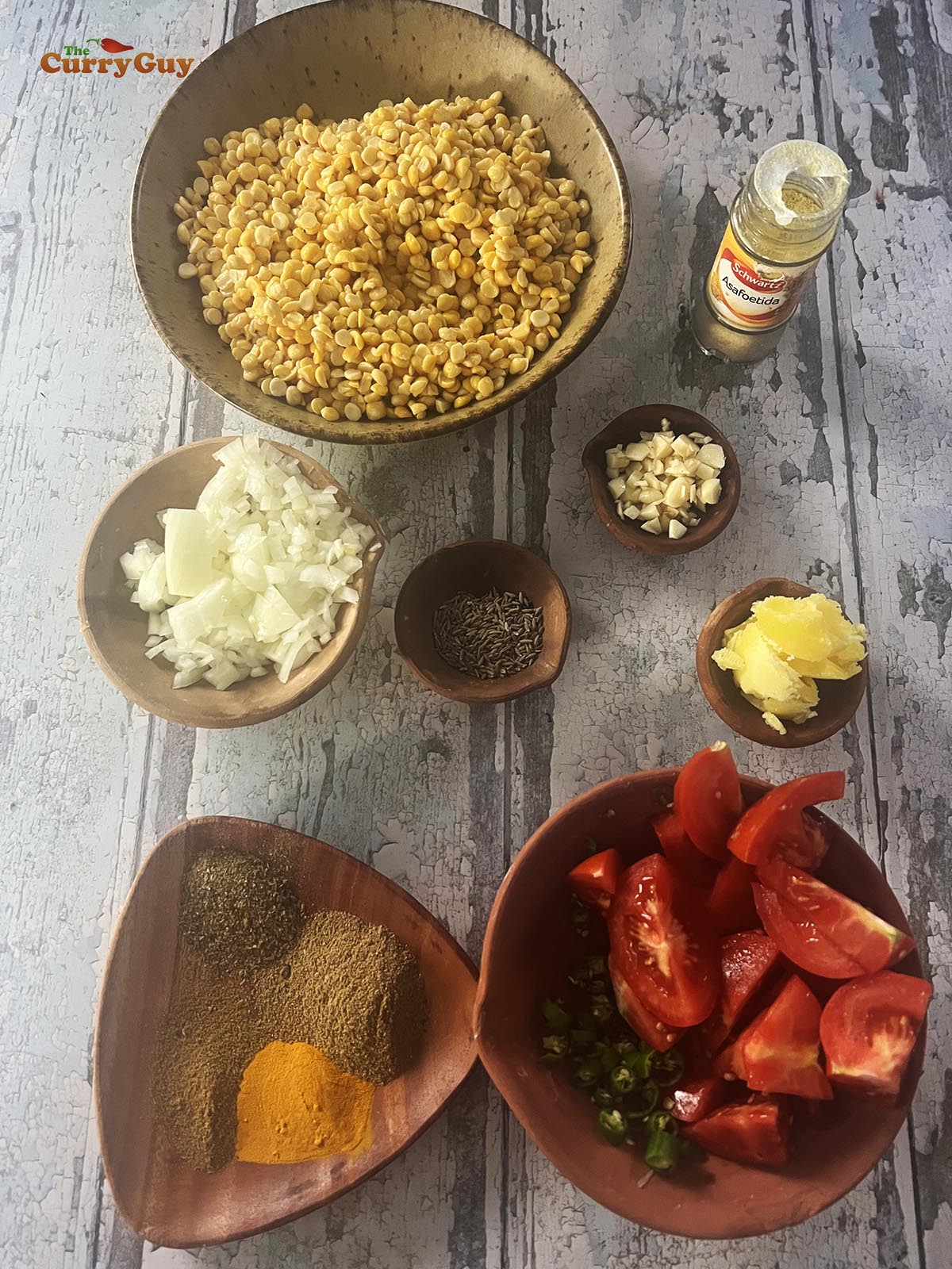 Ingredients for chana dal.
