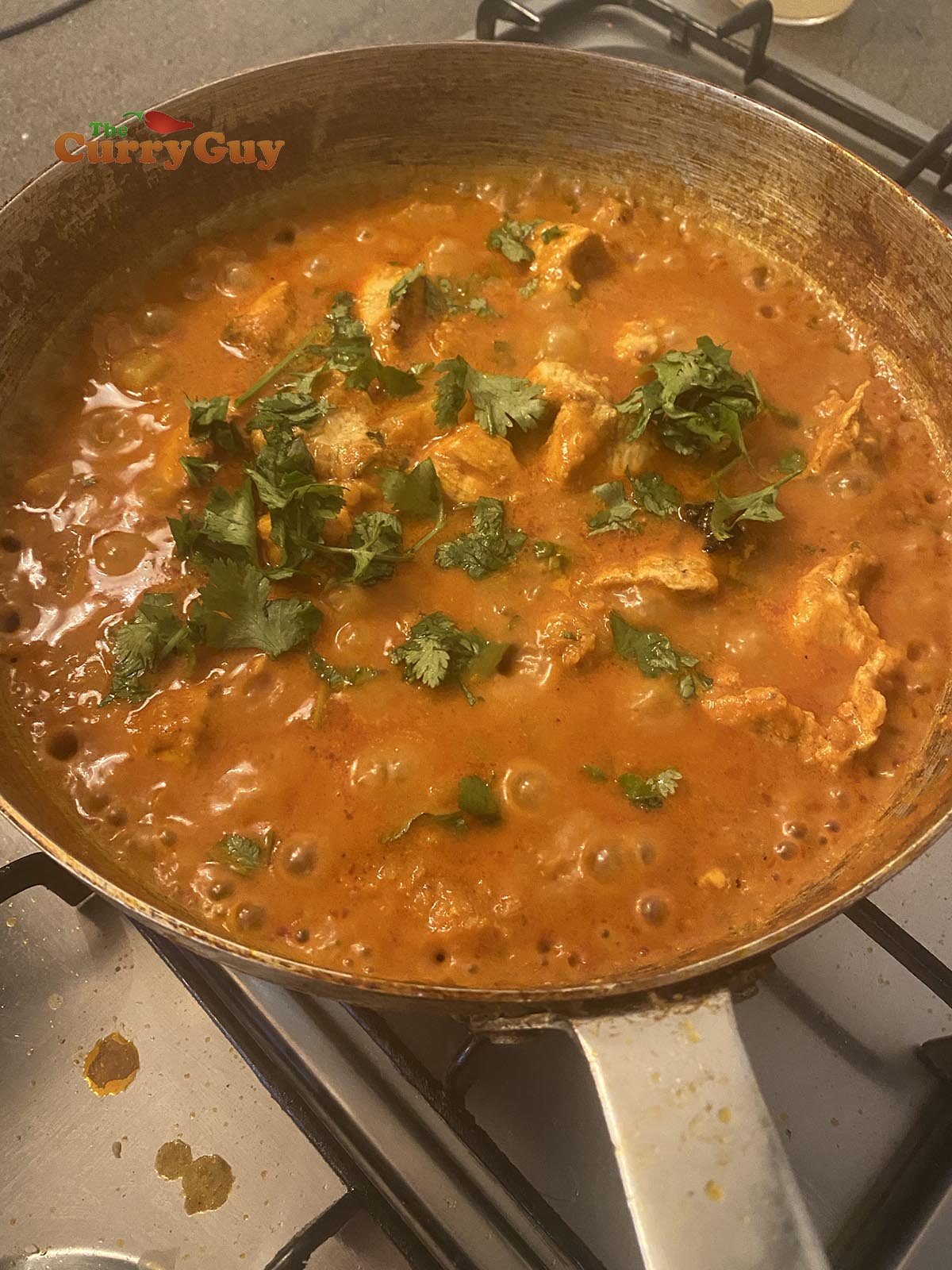 simmering chicken dhansak