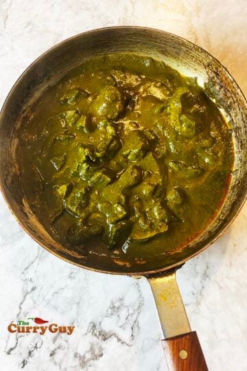 finished lamb saag curry