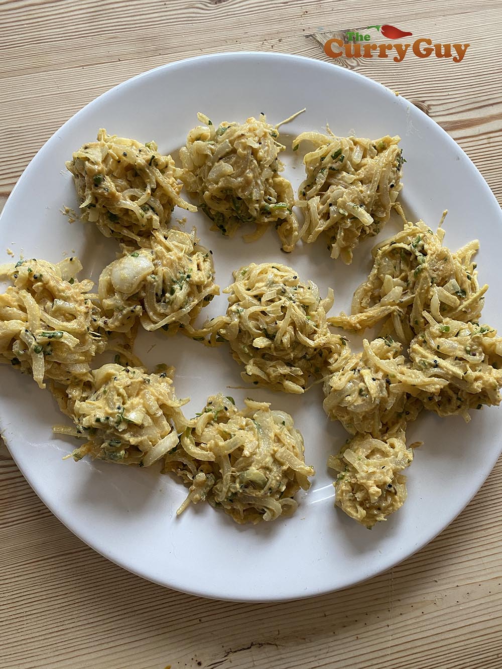 The bhajis ready for the fryer
