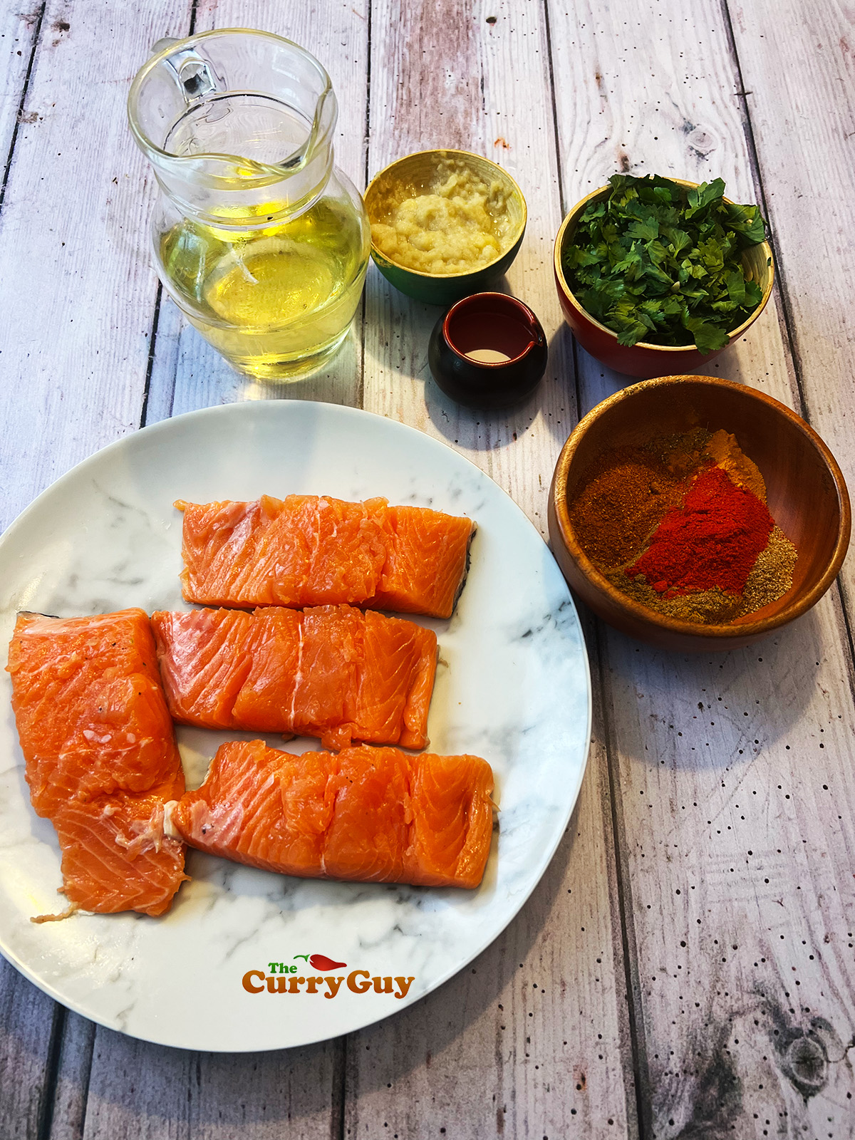 Ingredients for tandoori baked salmon