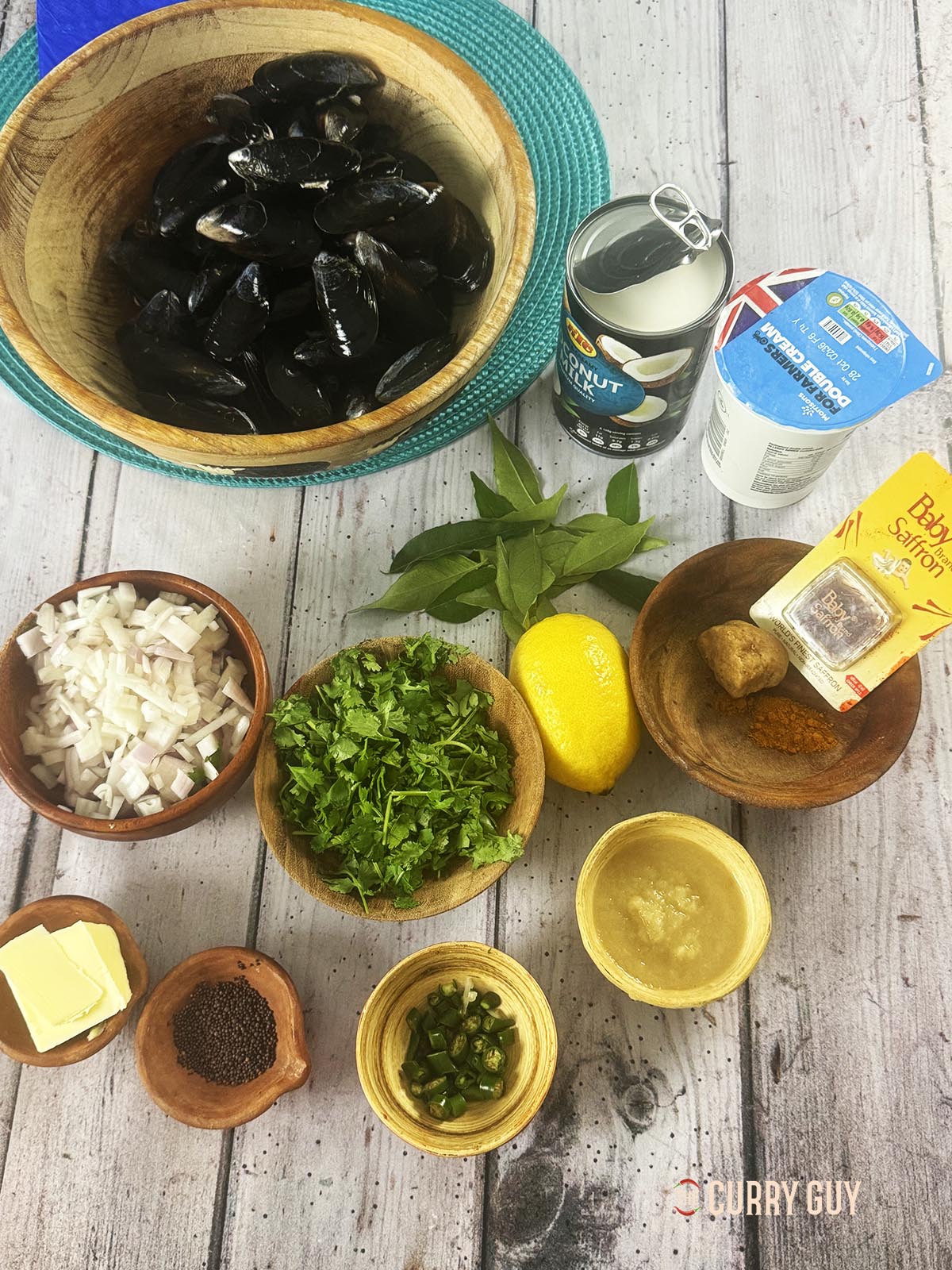 Ingredients for the recipe laid out on a countertop.