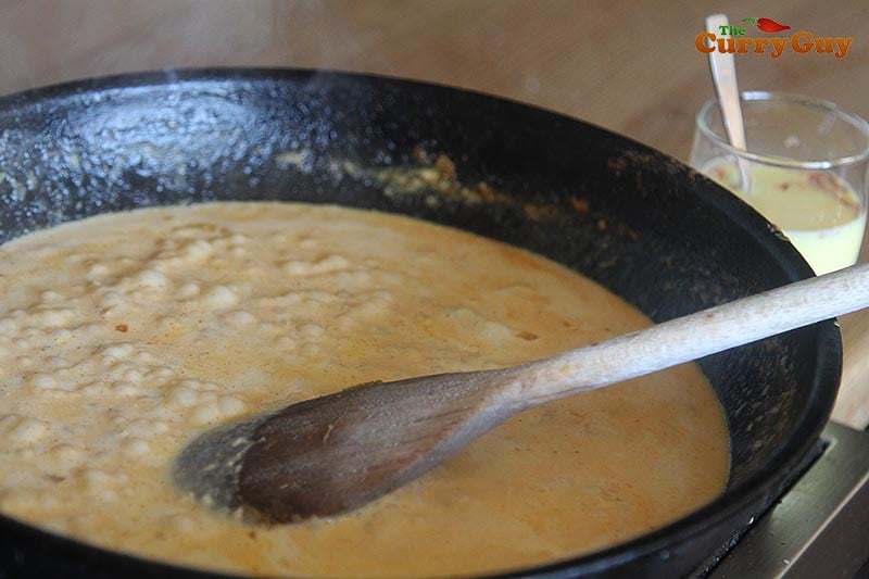 simmering cream sauce