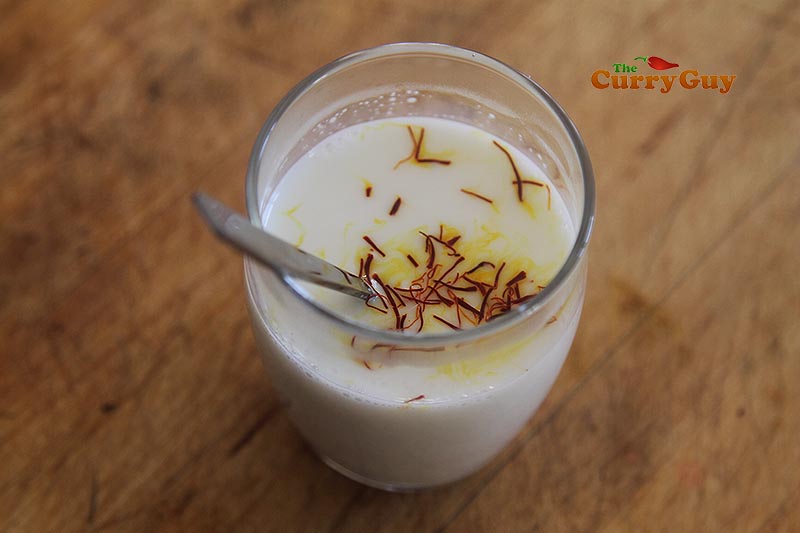 saffron infusing into milk.