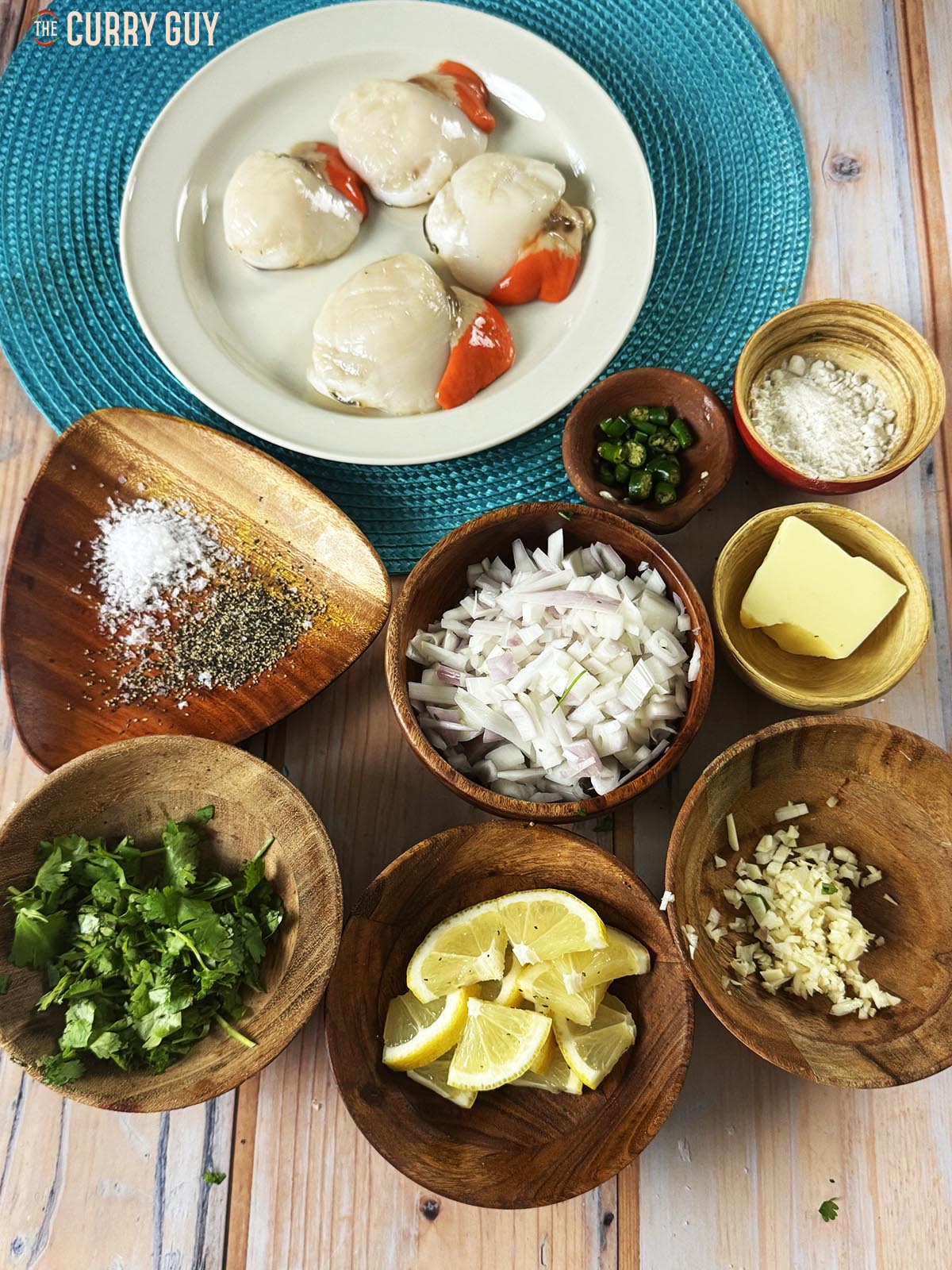 Ingredients for the recipe all laid out and ready to start cooking.