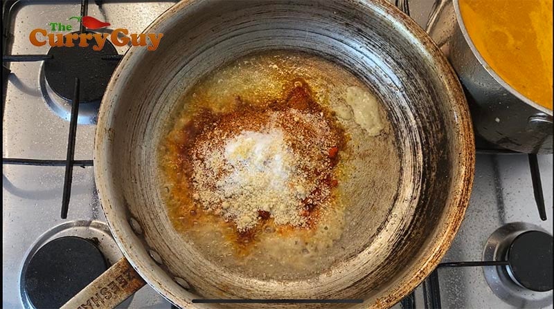 Stirring in ground spices