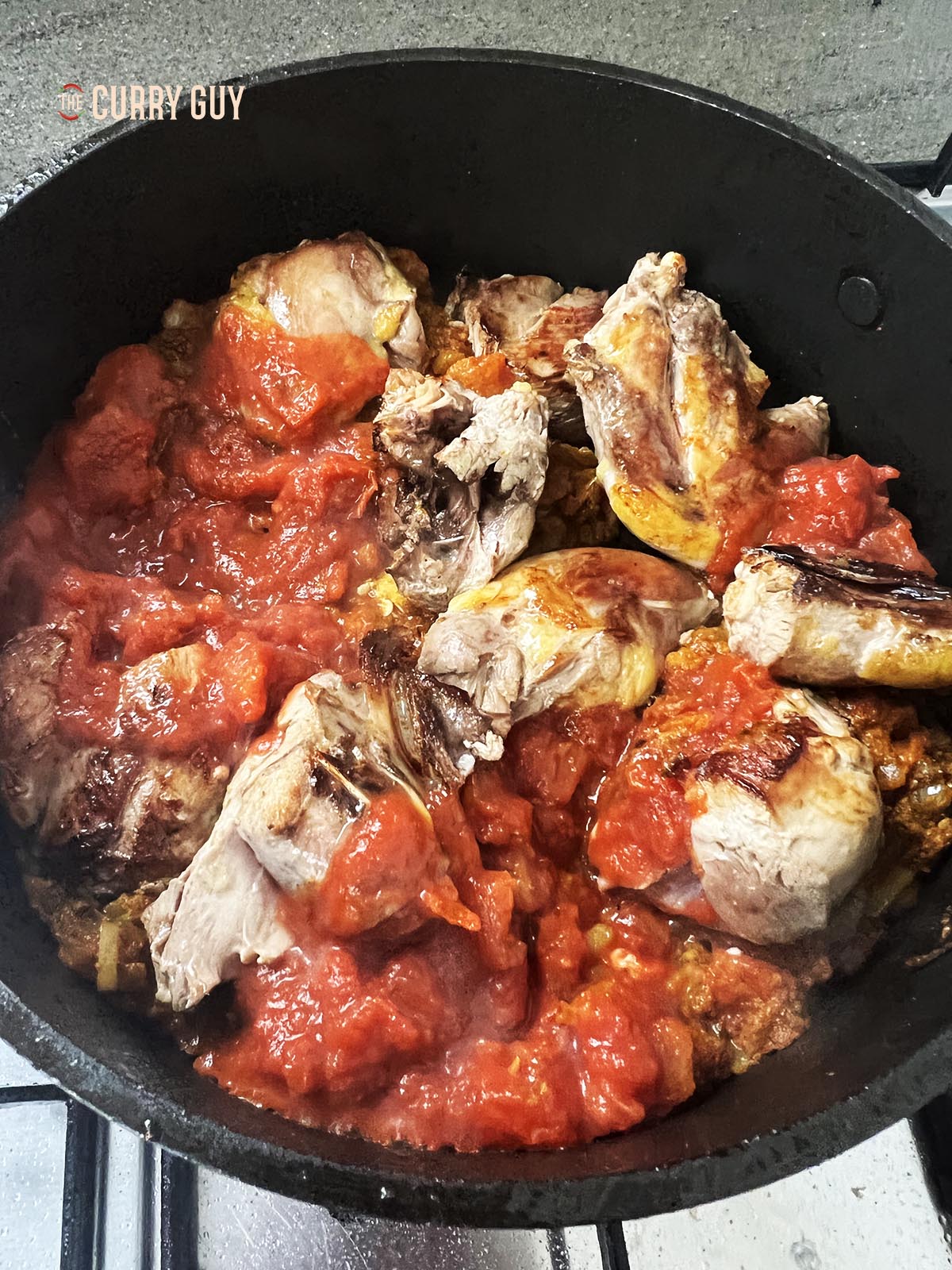 Returning the pheasant to the pan.