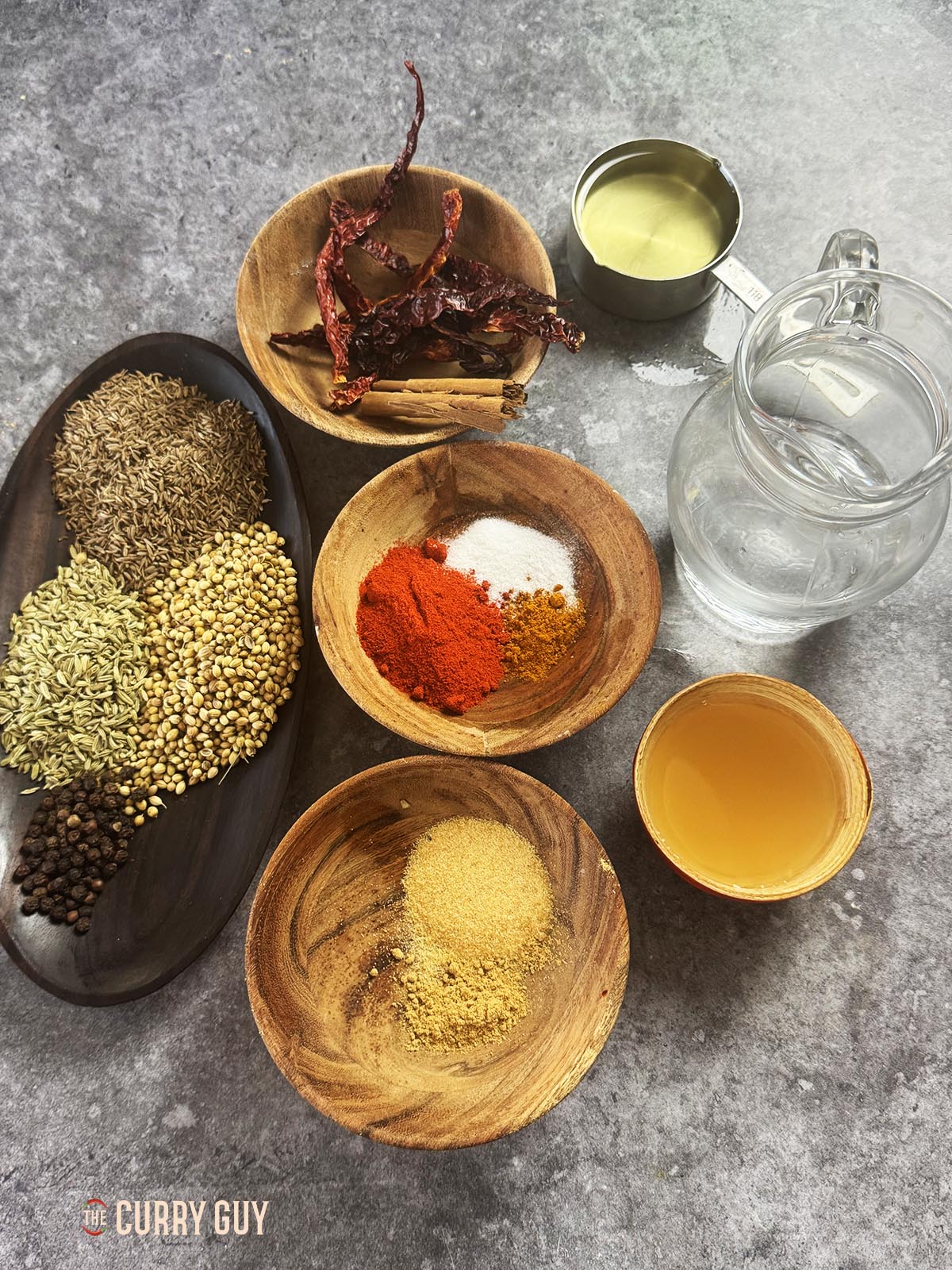 The ingredients for the recipe on a countertop.