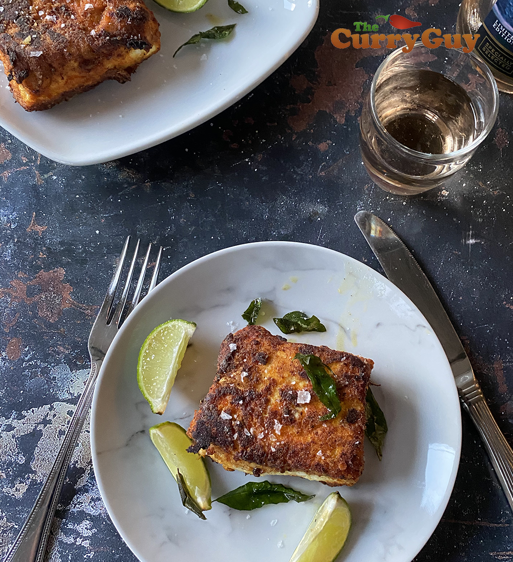 Finished fried halibut