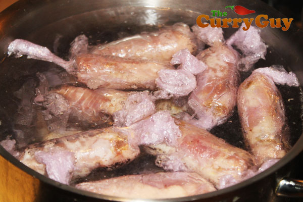 Chicken wraps boiling away