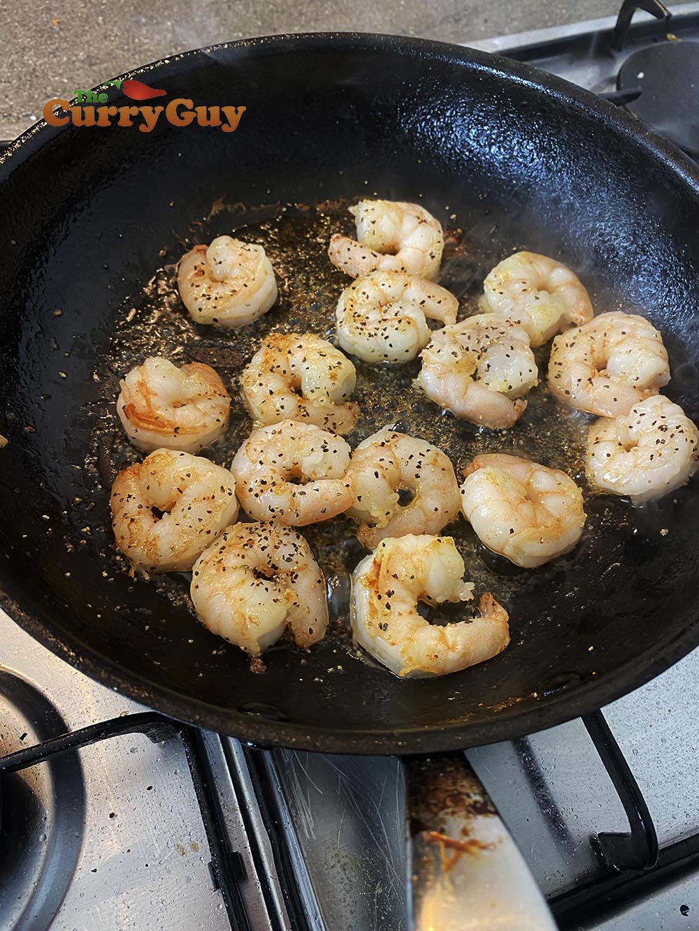 frying prawns