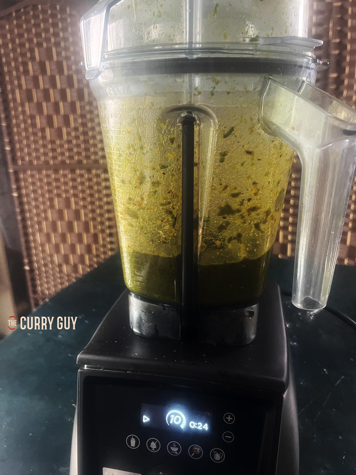 Blending the chutney.