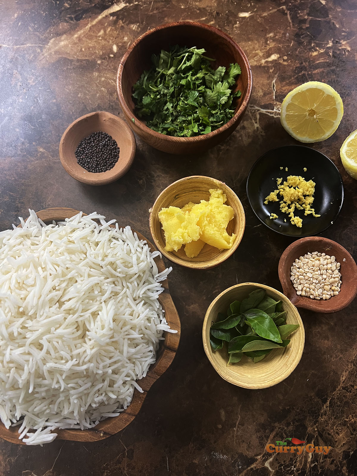 Ingredients for lemon fried rice.