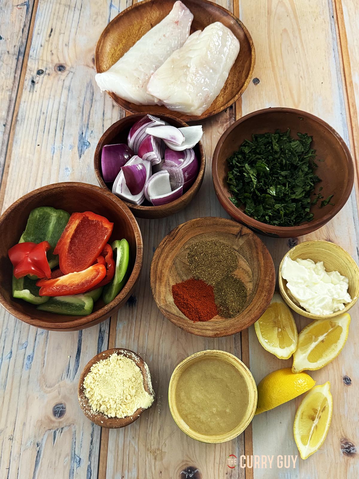Ingredients for the recipe laid out on a serving platter. 
