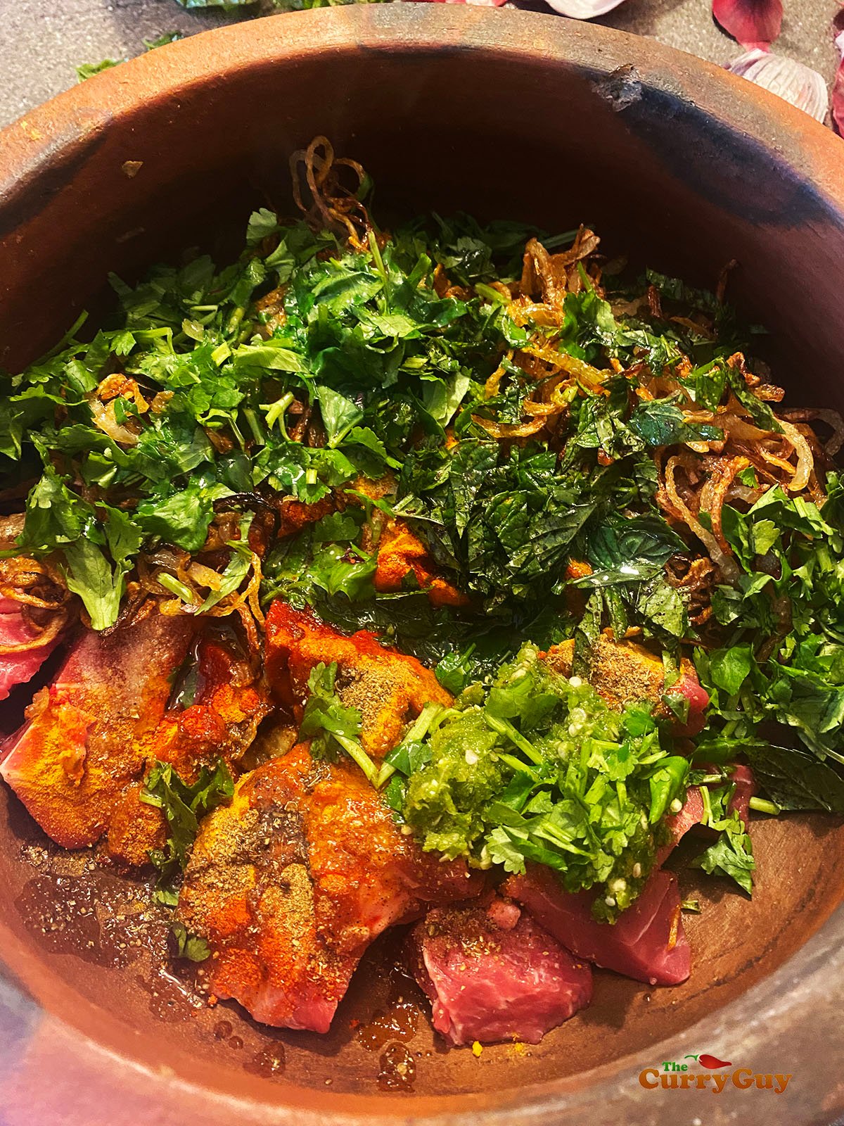 Lamb in dry marinate.