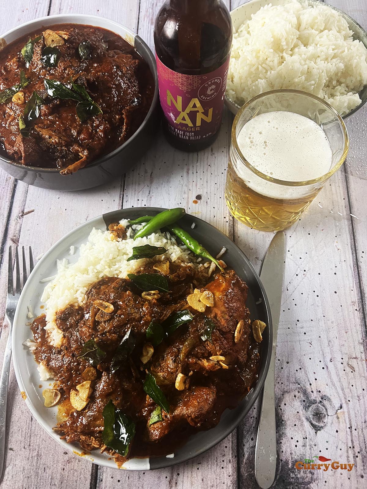 Serving the rabbit curry.