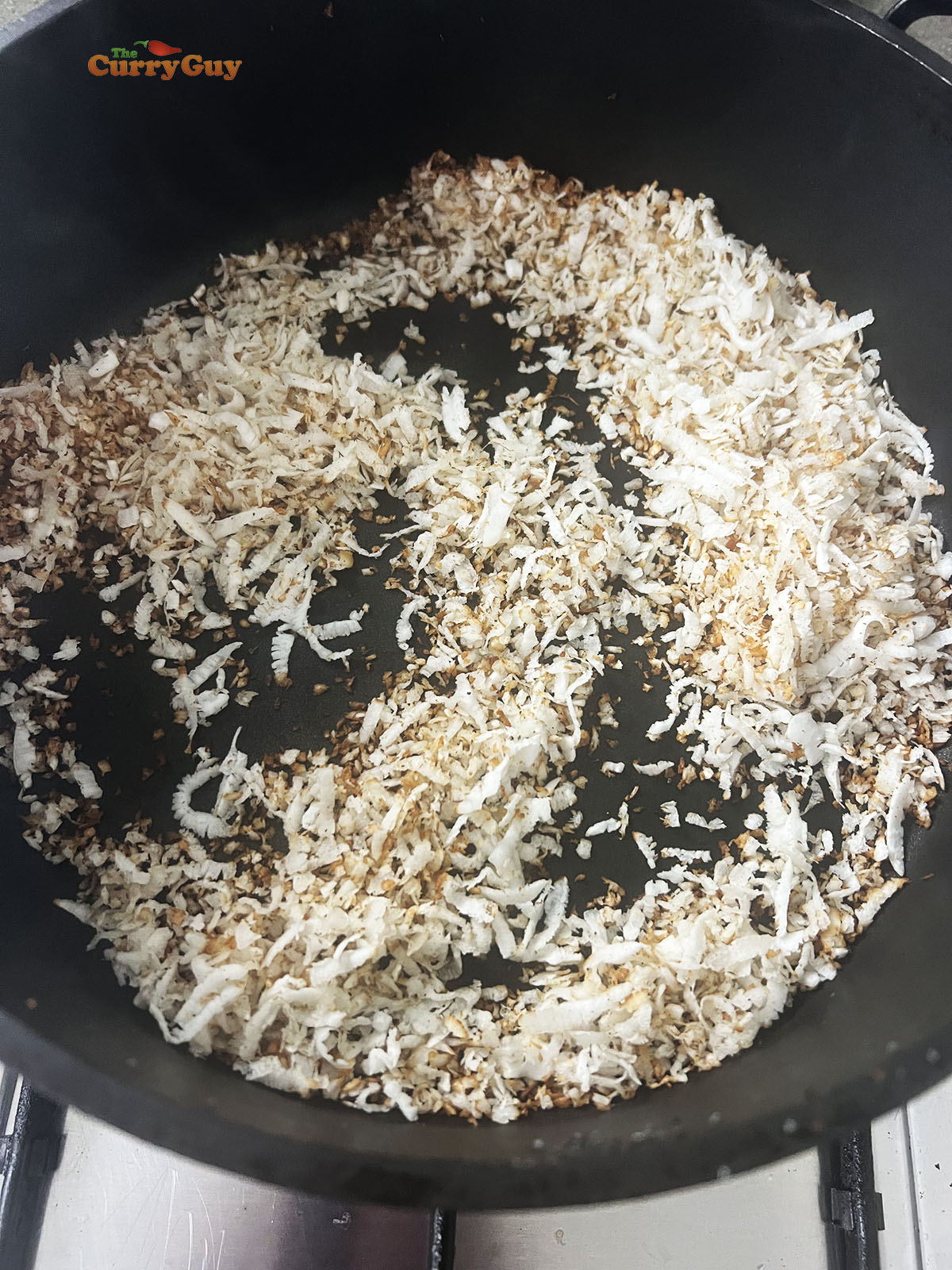 Toasting the coconut.