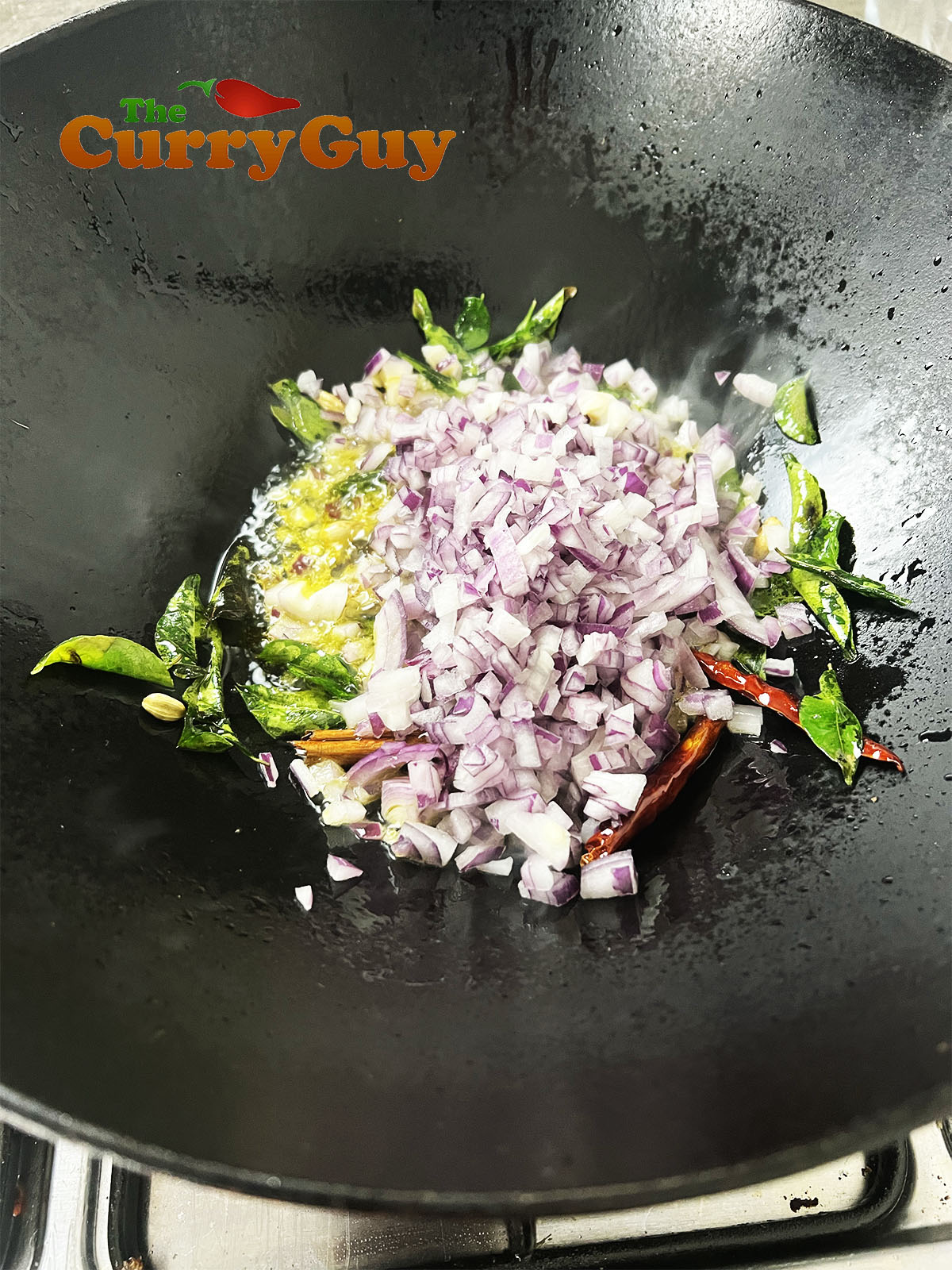 frying onions for the curry