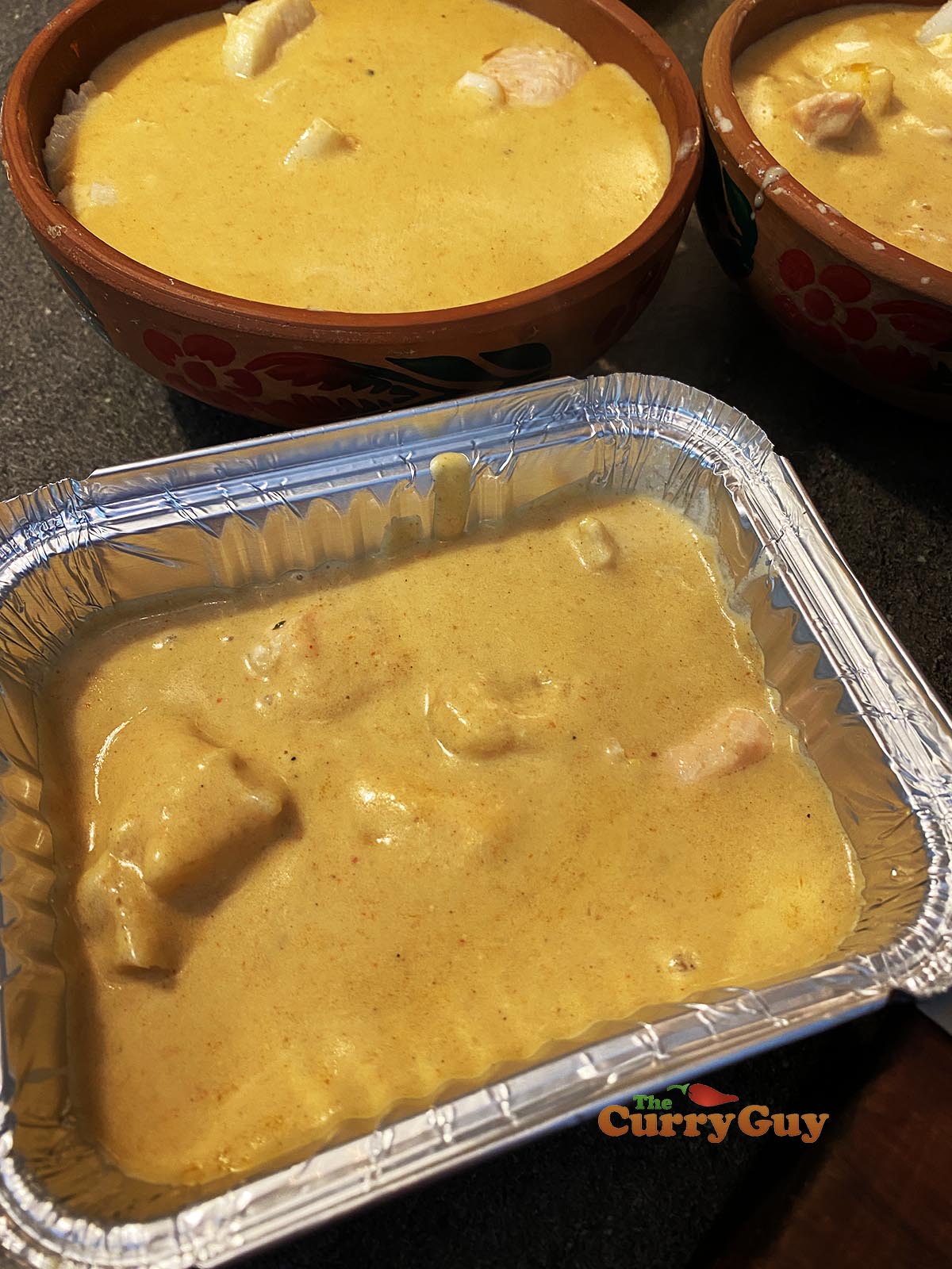 Fish pie being prepared