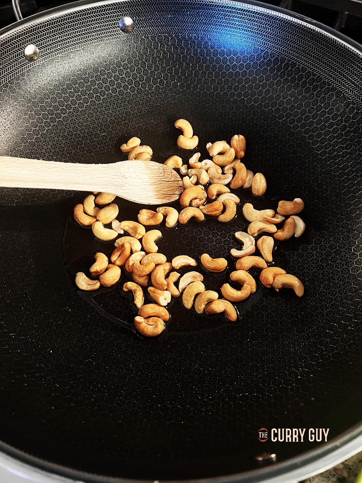 Toasting the cashews