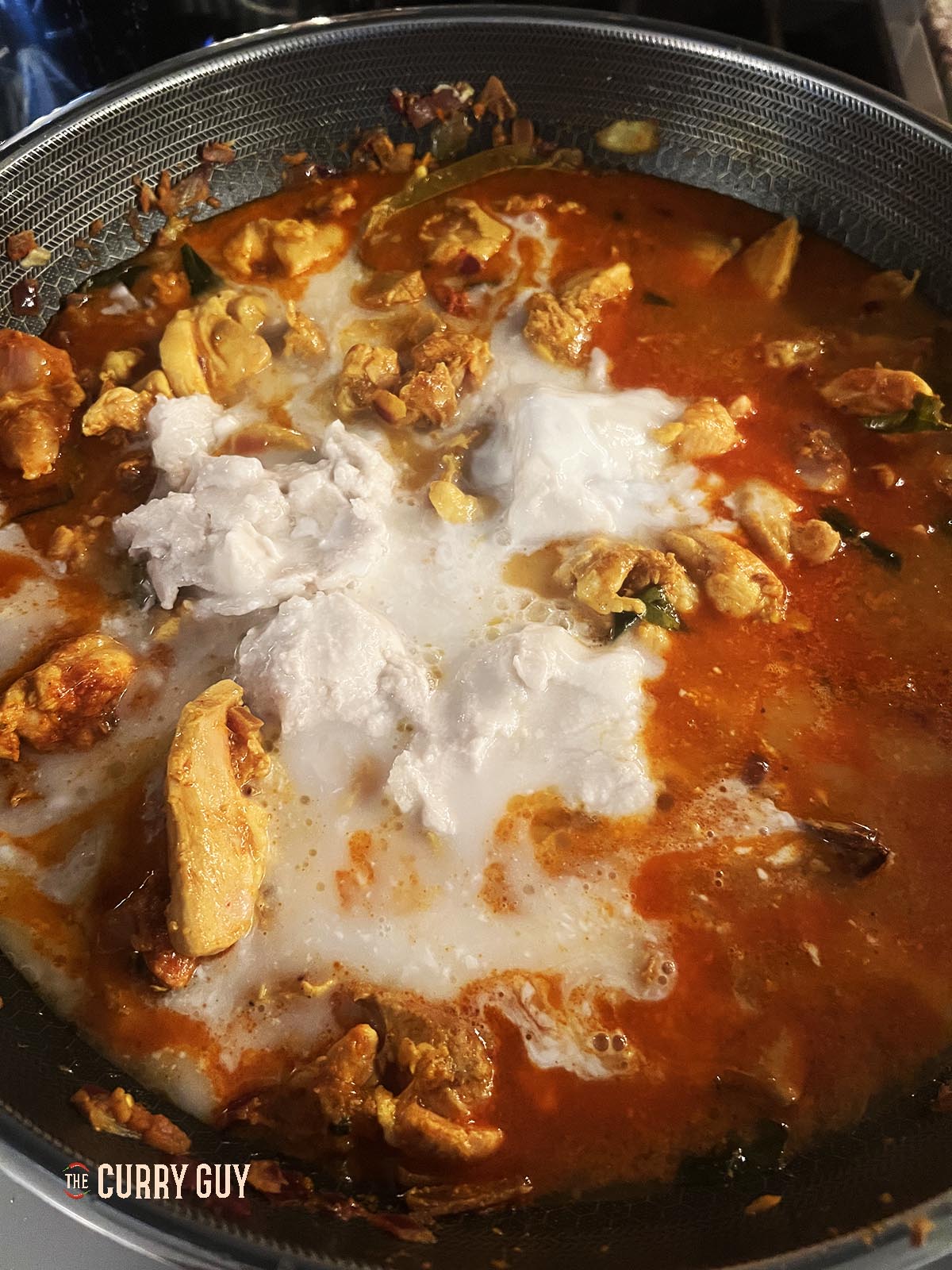 Adding the coconut milk