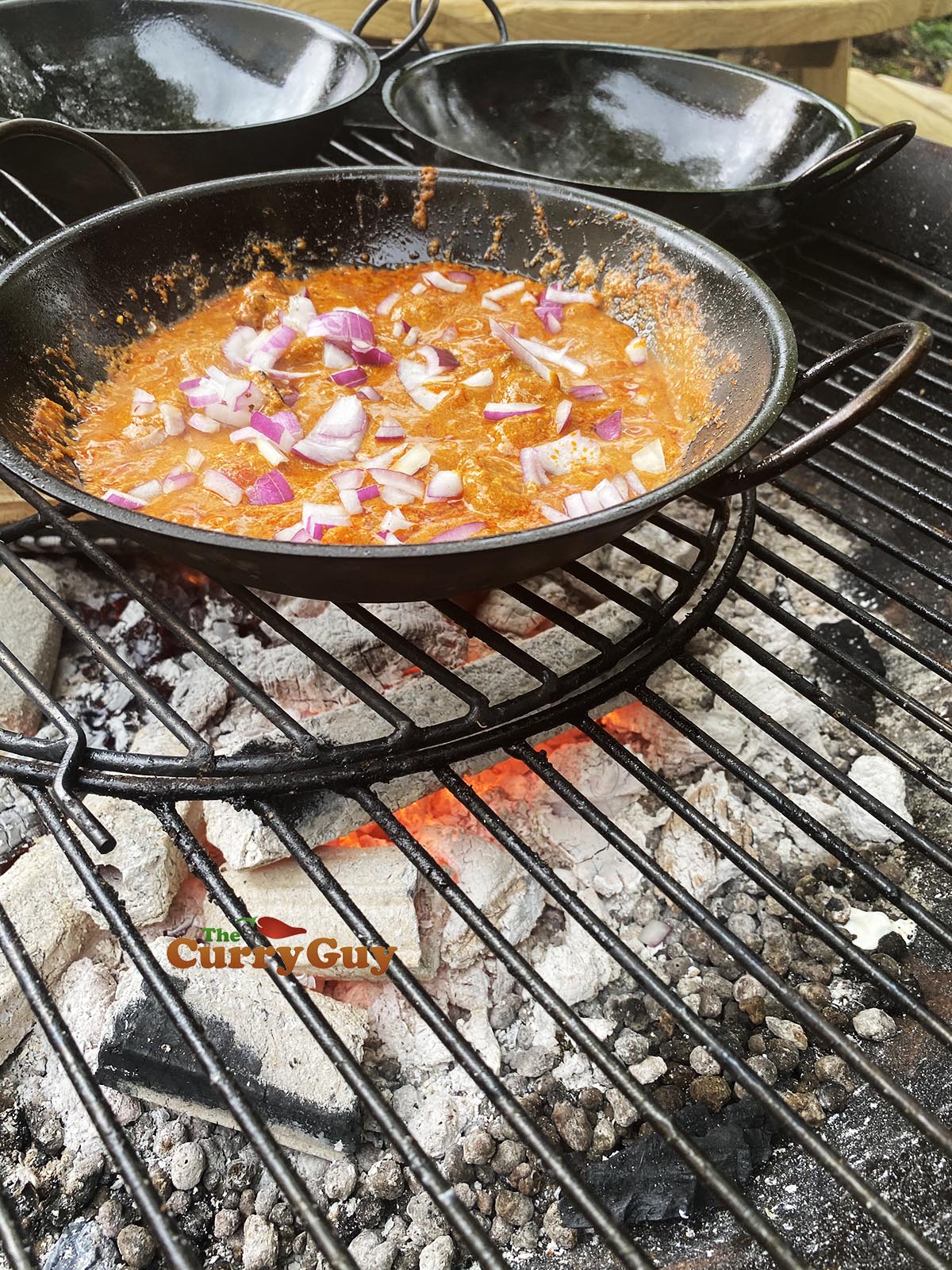 Adding chopped red onion