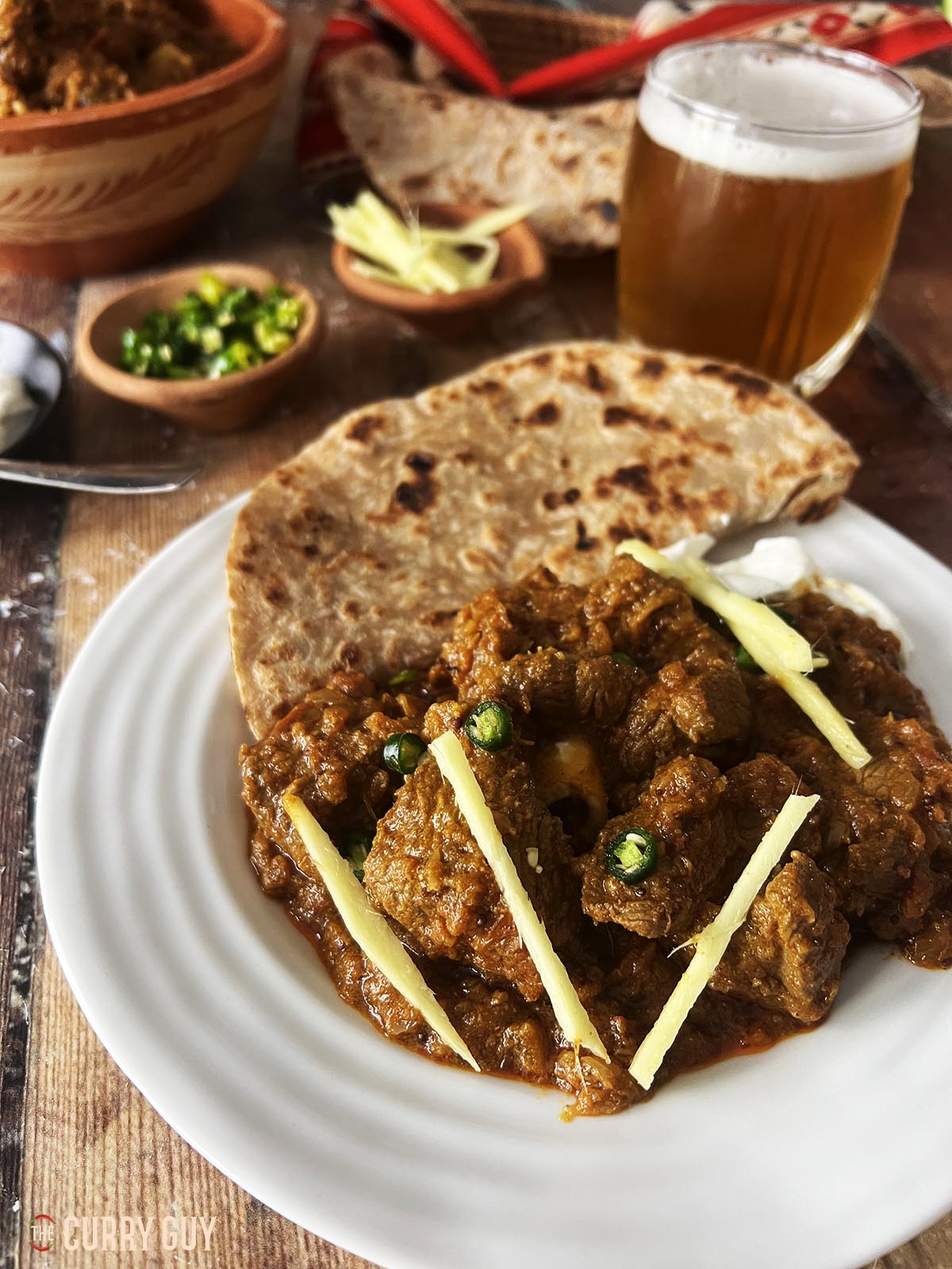 Bhuna Gosht in a serving bowl.