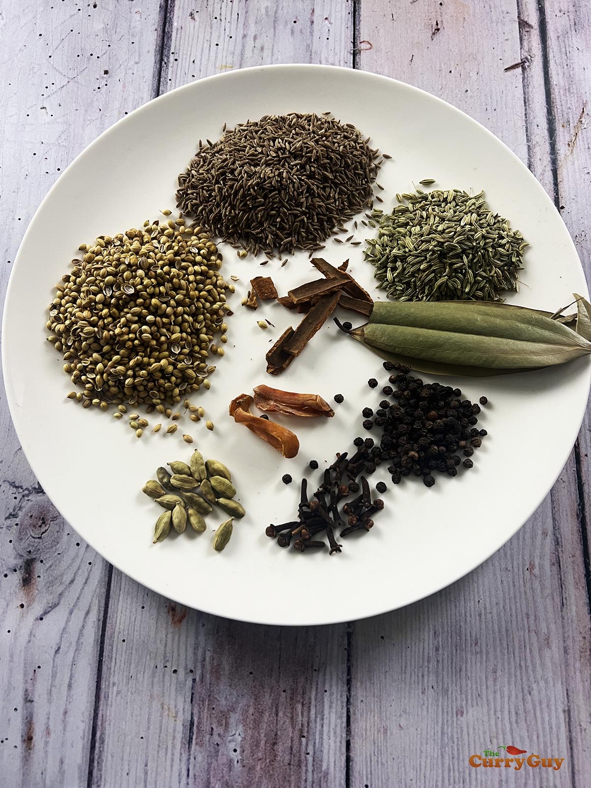 Ingredients for the garam masala recipe