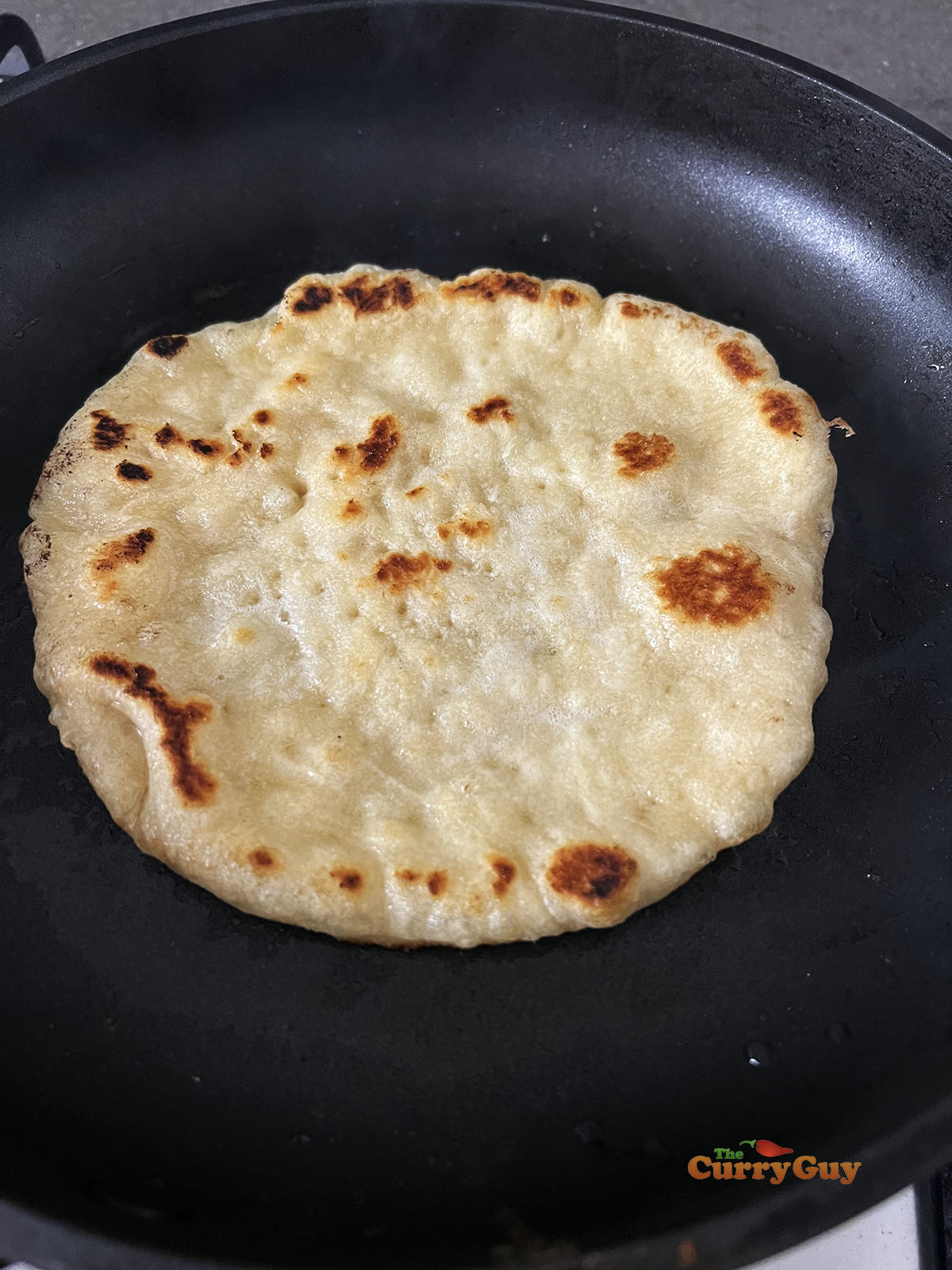 Frying the pita