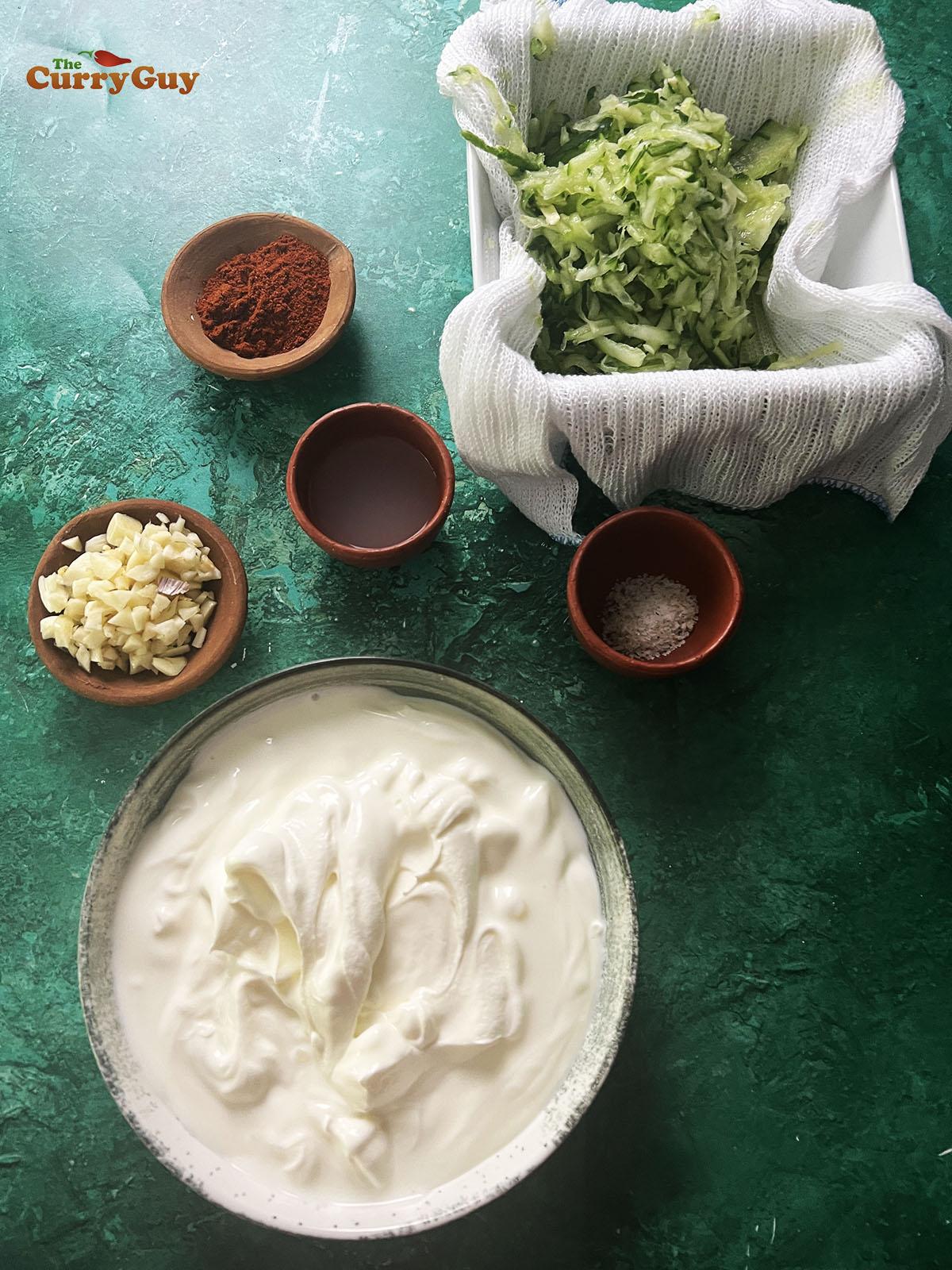 Ingredients for tzatziki sauce.