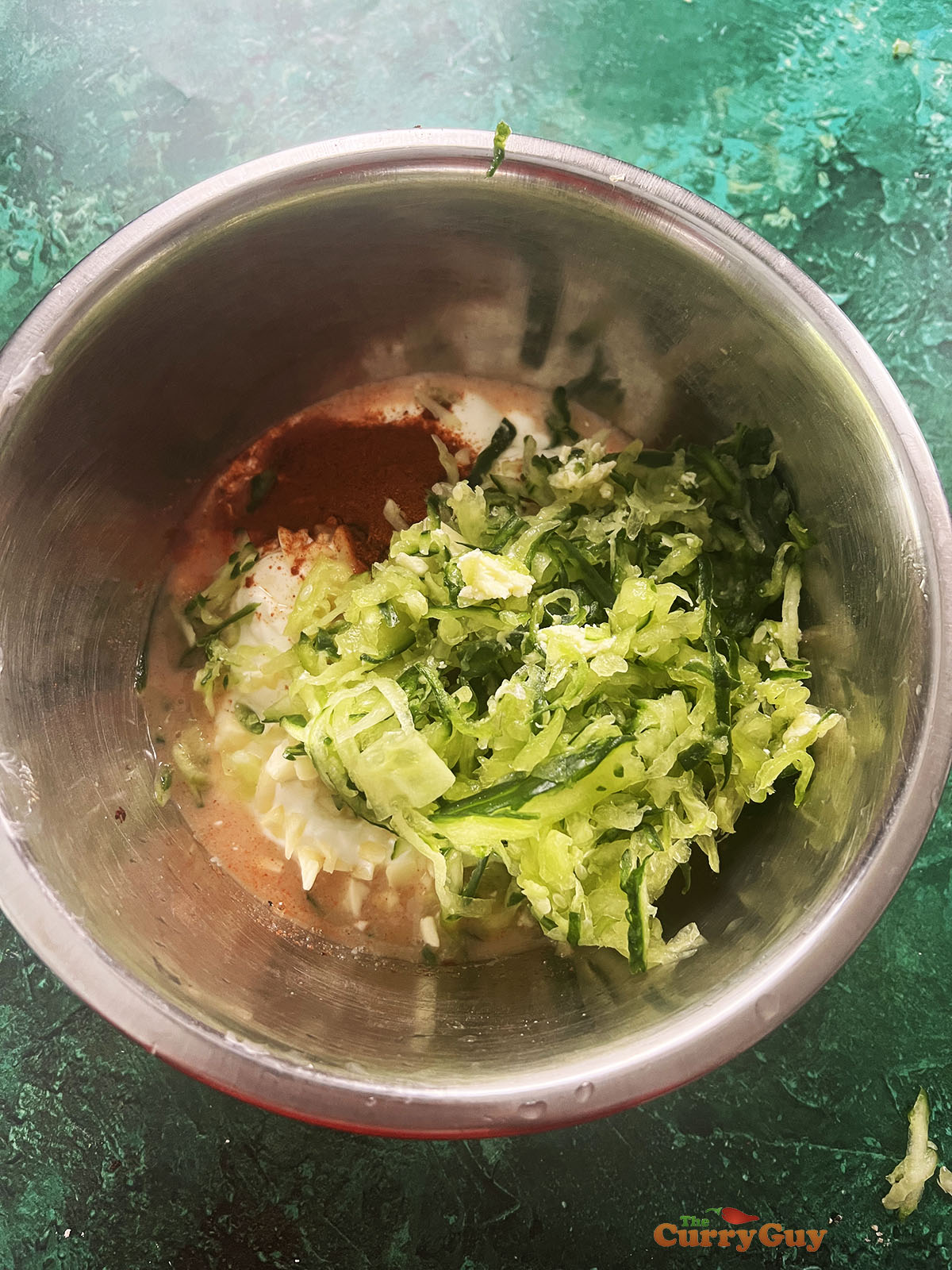 Ingredients for tzatziki sauce ready to stir up.