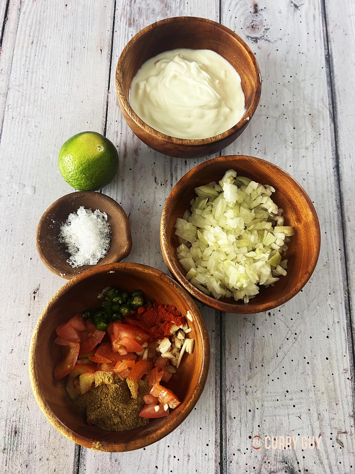 The ingredients prepared for the raita.