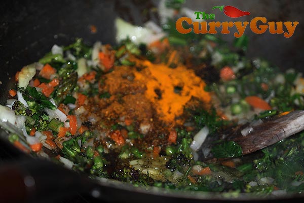 Making vegetable fried rice