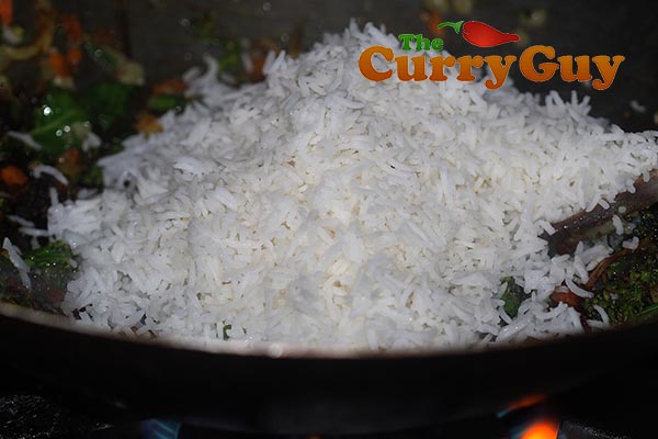 Making vegetable fried rice
