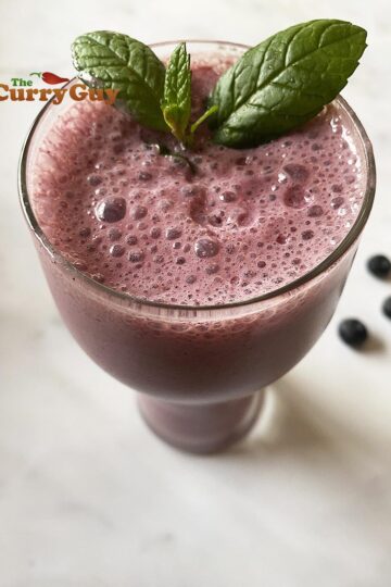 The finished blueberry shake