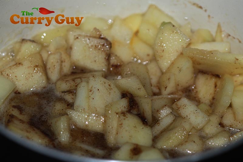 Making apple samosas