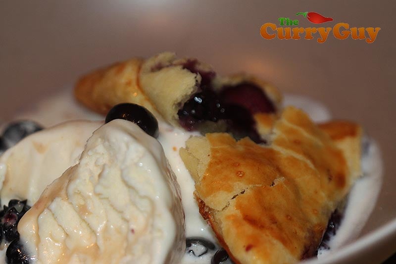 Samosas served with ice cream