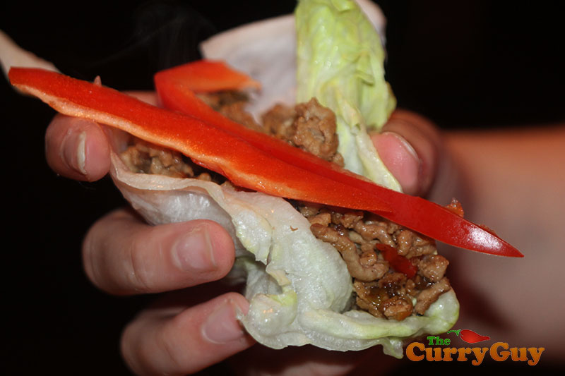 Pork and mushroom lettuce wraps
