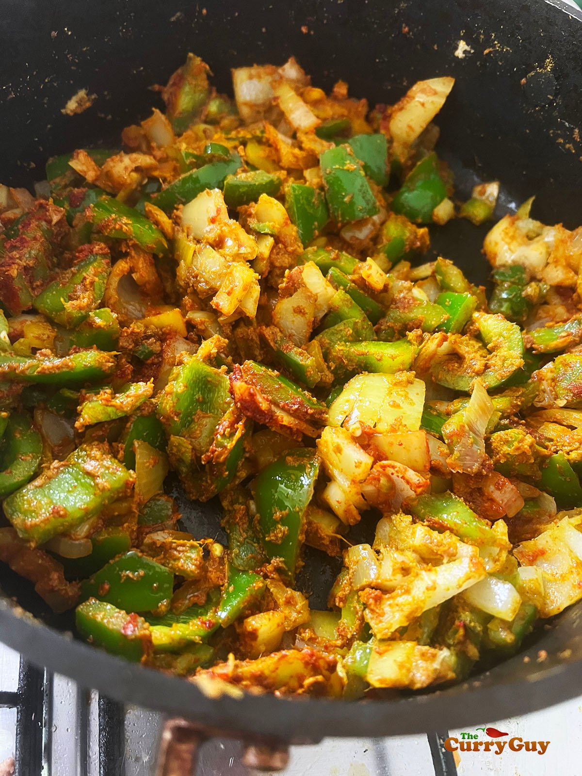 Curry masala ready for adding main ingredients.